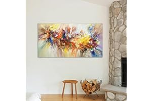 YIYAOFBH Große abstrakte Kunst Malerei bunte Blüte Blume Poster Leinwand Gemälde Wohnzimmer Home Wandkunst dekorative Bilder 70 x 140 cm (28 x 55 Zoll) mit Rahmen