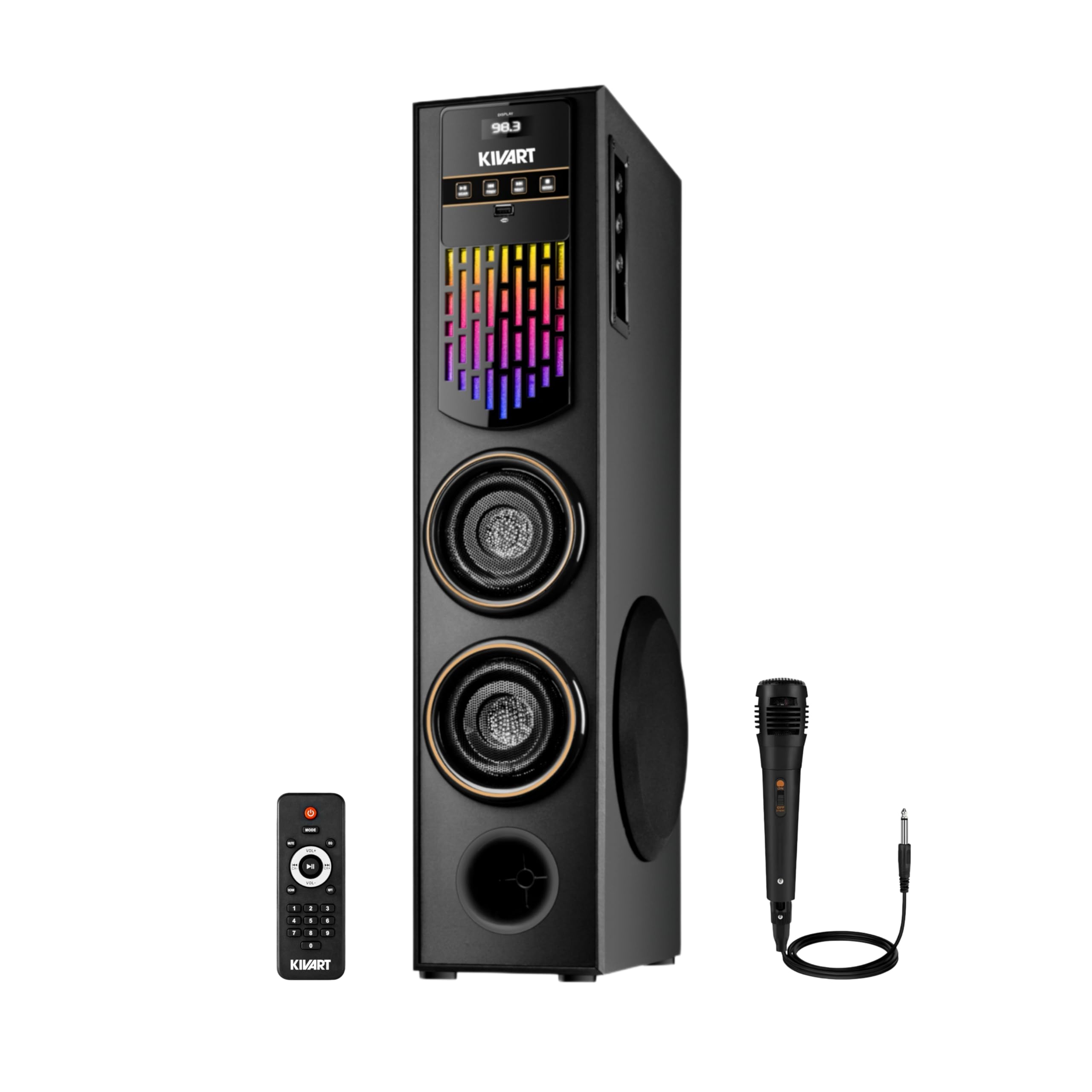 KIVART SoundBox Speaker Review: 80W Tower Speaker with Bluetooth 5.0, Karaoke Microphone, RGB Lights, TWS Function