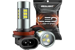 SEALIGHT Ampoules LED H11 H8 H16, 6000K Blanc, 27 Puces SMD, Eclairage à 360 Degrés,1:1 Taille Remplace les Lampes Halogènes, Non Polarité,Lot de 2