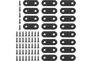 Glarks Lot de 20 équerres d'angle plates et droites de 40 mm en métal noir avec 45 vis pour meubles en bois (40 x 2 mm)