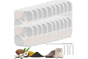 PARTSEE 20 Stk Katzenbrunnen Filter für Catit Pixi Trinkbrunnen (2,5L) – Dreifaches Filtersystem mit Aktivkohle & Harz, Katzen Wasserfilter einzeln verpackt für 43717 Catit