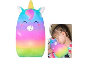 Basumee Unicorn Gurtpolster Kinder Auto Sicherheitsgurt Schulterpolster Gürtelkissen Schutzkissen und Samtbeutel Groß für mehr Komfort auf der Reise
