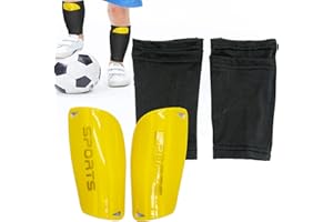 SZXMDKH Espinilleras de fútbol con Mangas de Alta Elasticidad, compactas, EVA, Velcro, protección contra Patadas para niños y niñas