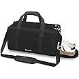 BELICOO Gym Bag Mens Sports Bag with Shoes Compartment & Wet Pocket, Water Resistant Travel Duffle Bag w/Padded Shoulder Strap, Black Lightweight Holdall Bag Overnight Bag, Kit Bag for Men Women