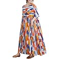 Versear Women's Boho Maxi Dress - Short Sleeve, Pockets, Pleated Swing Style