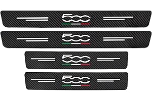 Symilov 4 Stück Auto Kohlefaser Einstiegsleisten Aufkleber für Fi-at 500, Türschwellenschutz Folie Car Kratzschutz Abdeckung Dekor Zubehö,Black