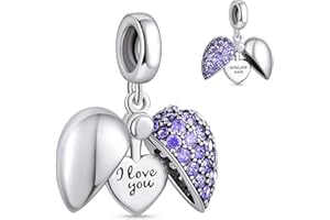 NINGAN “I Love You” Amour Cœur Perles Charms Argent Sterling 925 Breloque Bead Compatible pour Européen Bracelets
