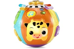VTech Baby Animal Discoveries Ball, Interactive Baby Toy with Lights, Shapes, Fun Sound Effects, Different Textures for Sensory Play, Gift for Ages 3, 6, 9, 12 Months +, English Version