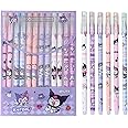 FAMILIO Kuromi Rolling ball pen fine dot pen liquid ink pen roller ball pen stainless steel ball pen fast dry and long lasting pen diary taking notes school office supplies best ball pen gift，12pcs