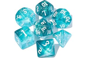 Dzxin DND Dadi,7PCS D&D Dadi Poliedrici per Dungeons And Dragons Rpg MTG Giochi di Ruolo da Tavolo (Azzurro)