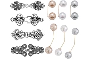 DKDDSSS 10-częściowy zestaw metalowych spinek do kardiganu i broszki, klips do kardiganu w stylu vintage, klipsy do szala, antyczny srebrny klips do swetra, broszki dla kobiet, klips do szalika, klips