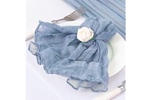 ALTUEEY 12 Packs Cheesecloth Gauze Napkins, Cloth Napkins 50x50 cm Blue Rustic Wrinkled Dinner Napkins, Square Linen Table Napkins, Soft Decorative Napkins for Wedding Party Event Dinner Table Decoration