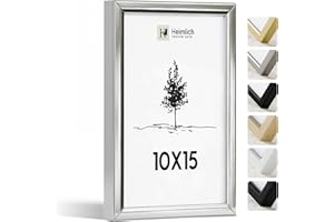 Heimlich® Ramka na zdjęcia 10 x 15, srebrna, 1 opakowanie, aluminiowa ramka na zdjęcia 10 x 15 cm, mała ramka na zdjęcia z pleksiglasem, ramka na zdjęcia 10 x 15 do zawieszenia i postawienia, ramka na