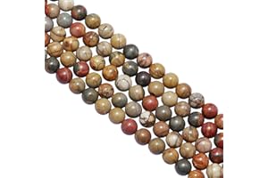 mookaitedecor Picasso Perles Pierre Naturelles 8mm, Rondes Perles en Vrac Pierres pour Fabrication de Bijoux Guérison DIY Bricolage