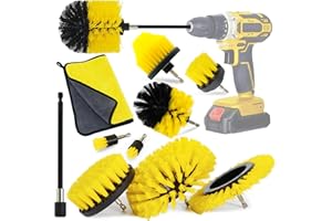 NCKIHRKK Kit de Brosse pour Perceuse Électrique - 10 Pièces pour Nettoyage de Voiture, Roue, Jantes, Cuisine, Salle de Bains, Baignoire, Carrelage, Sol, Tissu