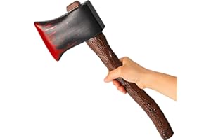 Fausse Hache Halloween en Plastique avec Faux Sang - Deguisement Viking Homme avec Hache en Jouet Arme Halloween - Hache Viking forgé de 45cm - Outils et Accessoires Plastique Halloween Costume