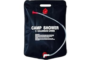 Neez Camping Shower Portable 20L, Solar Heated Travel Shower Bag with 45°c Removable Hose 31.8 x 15.8 x 5cm, 400 grams, Black
