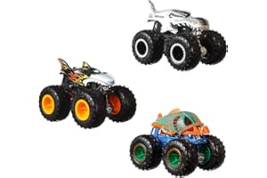 Hot Wheels - Monster Trucks Confezione da 3 Monster Truck Creature Fantastiche in scala 1:64, Shark Wreak, Piran-ahh e Mega Wrex, Giocattolo e regalo per Bambini 3+ Anni, HGX13 [Esclusivo Amazon]