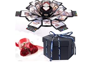 LinTimes Explosion Box, 6 Faces Creative Handmade DIY Photo Album Surprise Customized Gift Box for Christmas Valentine Wedding Birthday Anniversary Mother's Day for Friend Teacher