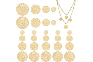 UNICRAFTALE 40 Pièces 4 Tailles Breloques Estampage Étiquette Doré Ronds Acier Inoxydable Pendentif Message Mot Tag pour Bracelet Collier Creation Bijoux