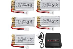 通用 5PCS 3.7V 500mAh Batería de litio con 5 en 1 Cargador para Hubsan X4 H107L / C / D / P SYMA Q11 X11C H91 H31 HS170C F190C TOZO Q2020 E016H A120 V966 TR-C385 TR-F22 Cuadricóptero Drone Batería