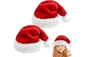 MOMAHUA 2 Pack Christmas Santa Hat for Kids Boys Girls - Red Santa Hat Multipack for Father Christmas Fancy Dress Accessories - Fun Festive Headwear Xmas Accessories for Xmas New Year Office Party