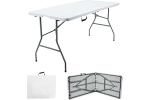 DENNY INTERNATIONAL Denny Shop 4ft, 5ft & 6ft Camping Catering Heavy Duty Portable Folding Indoor Outdoor Party Table by Crystals® (6ft Trestle Table)
