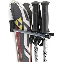 Portasci Da Parete Fuloon Per Sci E Snowboard - Rastrelliera In Alluminio E Legno Di Faggio, Regolabile E Scorrevole, Fino A 30 Kg, 80 Cm Con Ganci Multifunzione