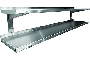 L2G – Étagère Murale Pleine en Inox sur Crémaillères | 2 Niveaux | 1200 x 400 x 700 mm – Rangement optimal & durable