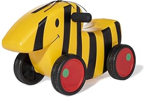 Ferbedo 15 000 7 Rutschauto Tigerente (Rutschfahrzeug/Rutscher mit Flüsterlaufreifen und Softgriff), Schwarz/gelb, 53 x 30 x 36 cm