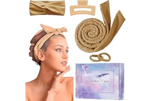 BIEYOC Lockenwickler Locken Ohne Hitze, Heatless Curls Band Samt über Nacht mit Haarnadel Rutschfest Yoga Band DIY Heatless Curls Band Frisurenset für Langes Mittleres Haar (Khaki)