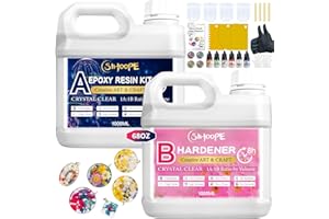 SIHOOPE Crystal Clear Epoxy Resin Kit - 2L 68OZ 2 Part Deep Pour Resin Kit for Casting DIY Art Crafts Jewelry & Resin Countertop Table Top Wood No Yellowing & Bubble Free Easy 1:1 Mix Ratio by Volume