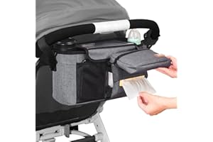 HOMLYNN L'accessoire poussette est nouvellement mis à jour, l'organisateur poussette contient 2 porte-gobelets pour couches et jouets, s'adapte à tous les modèles Buggy