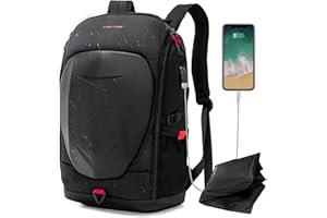 KINGSLONG KINGLONG Sac à Dos de Moto de Jeu à Coque dure pour Ordinateur Portable 15-17,3 Pouces avec Port de Charge USB, Antivol Imperméable Voyager Hommes Travailler Entreprise Collège Extérieur