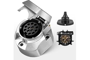 ‎RED WOLF RED WOLF 13+1 Polig Anhänger Steckdose mit Nebelschlussleuchte Abgeschaltet, Metall 13-Pol Anhängersteckdose Wasserdicht mit Dichtung, Aluminium-Guss Gehäuse, Anhängerkupplung Nach ISO 11446