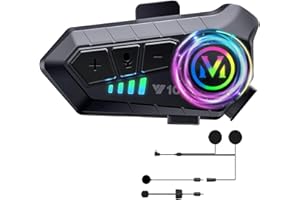 MOTOKE Casco Moto Auricolare, Y10 Cuffie per Caschi da Moto per Persona Singola wireless 5.3 Impermeabile IPX6 Cancellazione del rumore, Casco-Moto-Cuffie-Auricolare-Singola