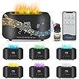 MULTI BLISS® Flame Humidifier Essential Oil Diffuser with Remote Control, 4 in 1 Ultrasonic Aromatherapy Vaporizer, Aroma Purifier, Clock, Speaker, Auto-Off, 7 Colors (FREE fragrance Oil Gift) - Black