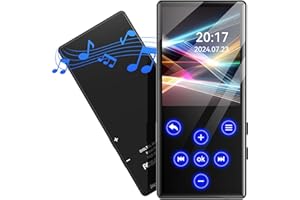 Gueray Odtwarzacz MP3 128 GB z Bluetooth, przenośny cyfrowy odtwarzacz muzyczny z dźwiękiem HiFi, wbudowany głośnik, obsługa radia FM, dyktafon, karta TF