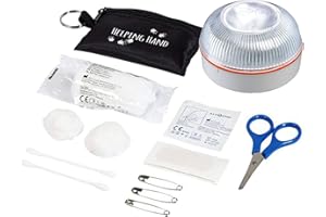 HELP FLASH - luz emergencia AUTÓNOMA, señal preseñalización peligro+linterna, homologada, normativa DGT, V16, base imantada, activación AUTOMÁTICA, + REGALO, FUNDA LLAVERO con PRIMEROS AUXILIOS
