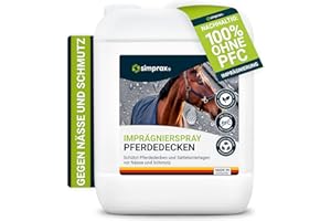 simprax® Spray Imperméabilisant Couverture Cheval & Tapis de Selle - Hydrofuge, sans PFC, Certifié Oeko-TEX & V-Label - Protection Respirante & Écologique - Impermeabilisant Tissu Textile 5 L