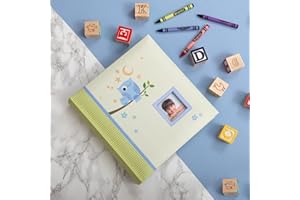 Kusso Childrens Photo Album Blue Sleepy Owl Design 200 Photos 6x4 Inch / 10x15cm PERSONALISE with a Favourite Photo for Babies Toddlers and Kids