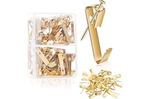 BENUAN Picture Hooks Frame Hanging Hooks kit, 80 pcs Heavy Duty Photo Picture Hanger with Nails 30 lbs Gold