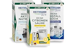 ‎HEITMANN PURE Pure Active Soda + Pure Citric Acid + Pure Crystal Soda - HEITMANN pure Bundle for Cleanliness in the Home, Kitchen, Bathroom and Garden