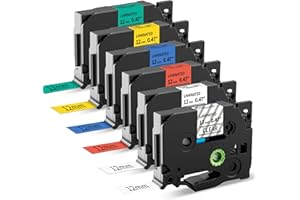 MarkField 6X Compatible Label Tape Replacement for Brother P Touch TZ 12mm 0.47in Cassette TZe-131 231 431 531 631 731 for PT-1000 1005 1080 H105 H107 H108 H110 H100R D200 D210 E100 E110 1250
