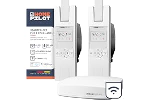 HOMEPILOT Rollladen Smart-Home Starter-Set - 2x RolloTron elektrischer Gurtwickler und Gateway premium, Zentrale inkl. App & Sprachsteuerung (Alexa, Google Assistant kompatibel)