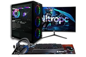NitroPC - Pack Nitro Plus | PC Gaming Completo (Intel i9 12900K 16/24 5.2GHz, RTX 4070 Super 12GB, RAM 32GB, M2 2TB, Windows 11, RGB | WiFi, Monitor Curvo 27", Teclado, ratón, Cascos) PC sobremesa