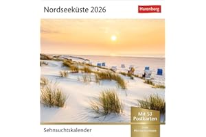 Nordseeküste Sehnsuchtskalender 2026 - Wochenkalender mit 53 Postkarten: Reise-Kalender mit 53 hochwertigen Postkarten der schönsten Reiseziele an der Nordsee. Postkartenkalender 2026