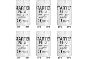 APKPESTERML 6 Pcs Lighting Starter para Tubos Fluorescentes Long-Life Pack de Cebadores Puente para LED Lámparas de Neón Accesorio de Iluminación Seguridad Puente Universales 220V-240V Operando Voltaje (6*4-65W)