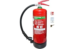 GENERICO Estintore A Schiuma LT 6 2025 Omologato E Certificato Con Staffa E Cartello Pvc Adesivo Per Uffici Negozi Hotel Case Vacanze B&B UNI EN 3-7 Con Cartellino Di Manutenzione Semestrale