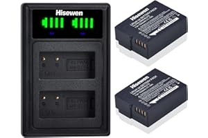 Hisewen 2Pack DMW-BLC12 Batterie et Chargeur pour Panasonic Lumix G85 G7 DC-FZ1000 II DC-G95 DMC-G85 DMC-GH2 DMC-G5 DMC-G6K DMC-G7 DMC-GX8 DMC-FZ200 DMC-FZ300 DMC-FZ1000